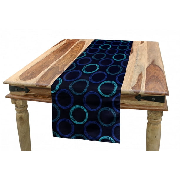 Tribal Style Geometric Stripes with Ovals Retro Dark Colored Pattern Ambesonne Abstract Table Runner 16 X 72 Dining Room Kitchen Rectangular Runner Dark Sky Blue Burgundy 